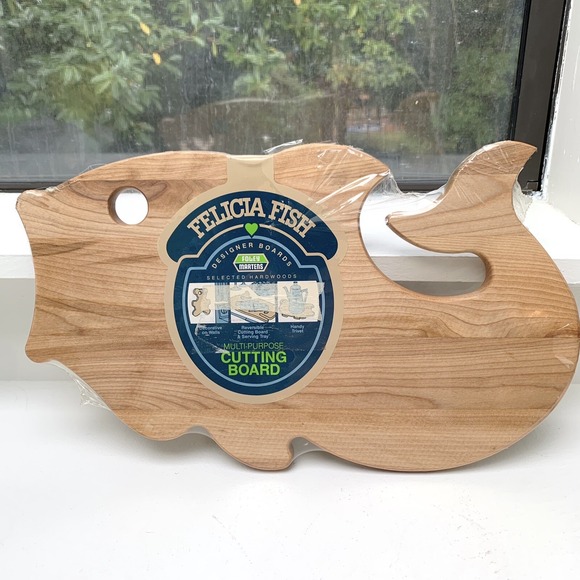 Other - FELISHA FISH Hardwood Cutting Board by Foley Martens Made in U.S.A. 9X 15"